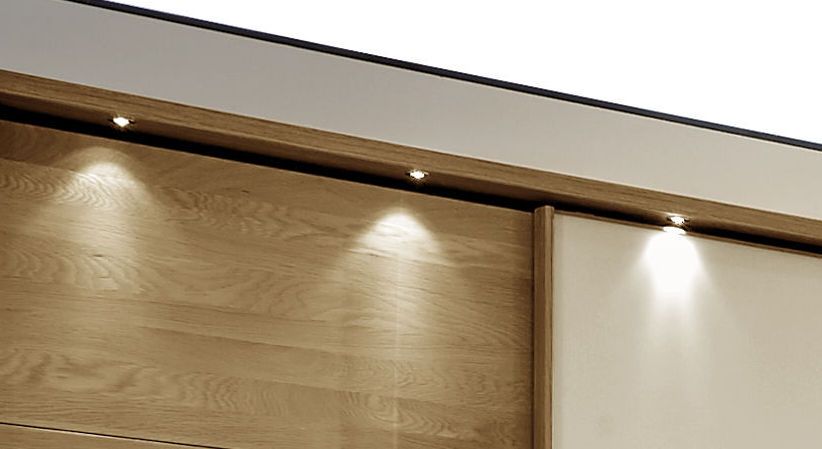 Schwebetüren-Kleiderschrank Praia Eiche teilmassiv mit Glasfront