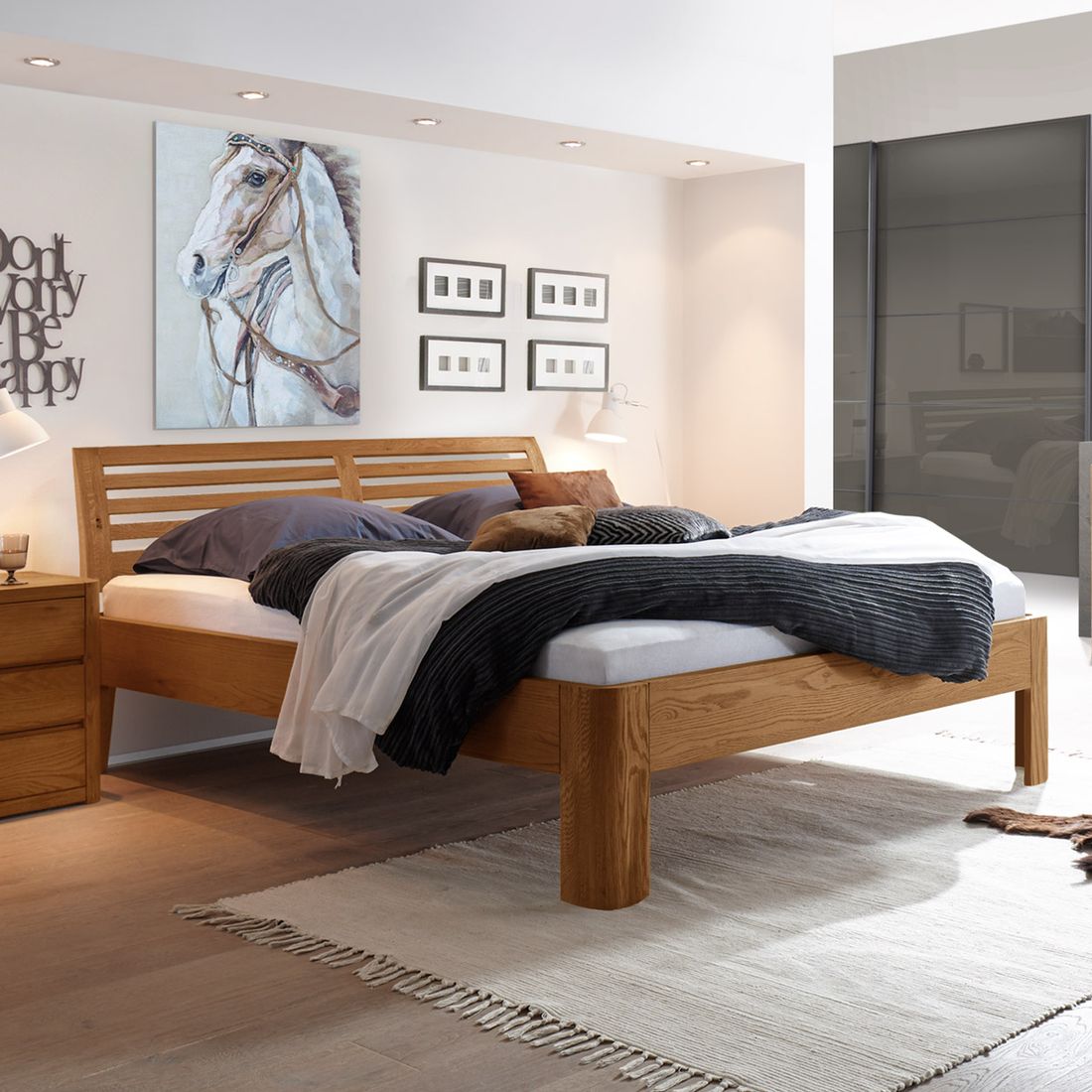 Bett Barcelona Eiche Massivholz