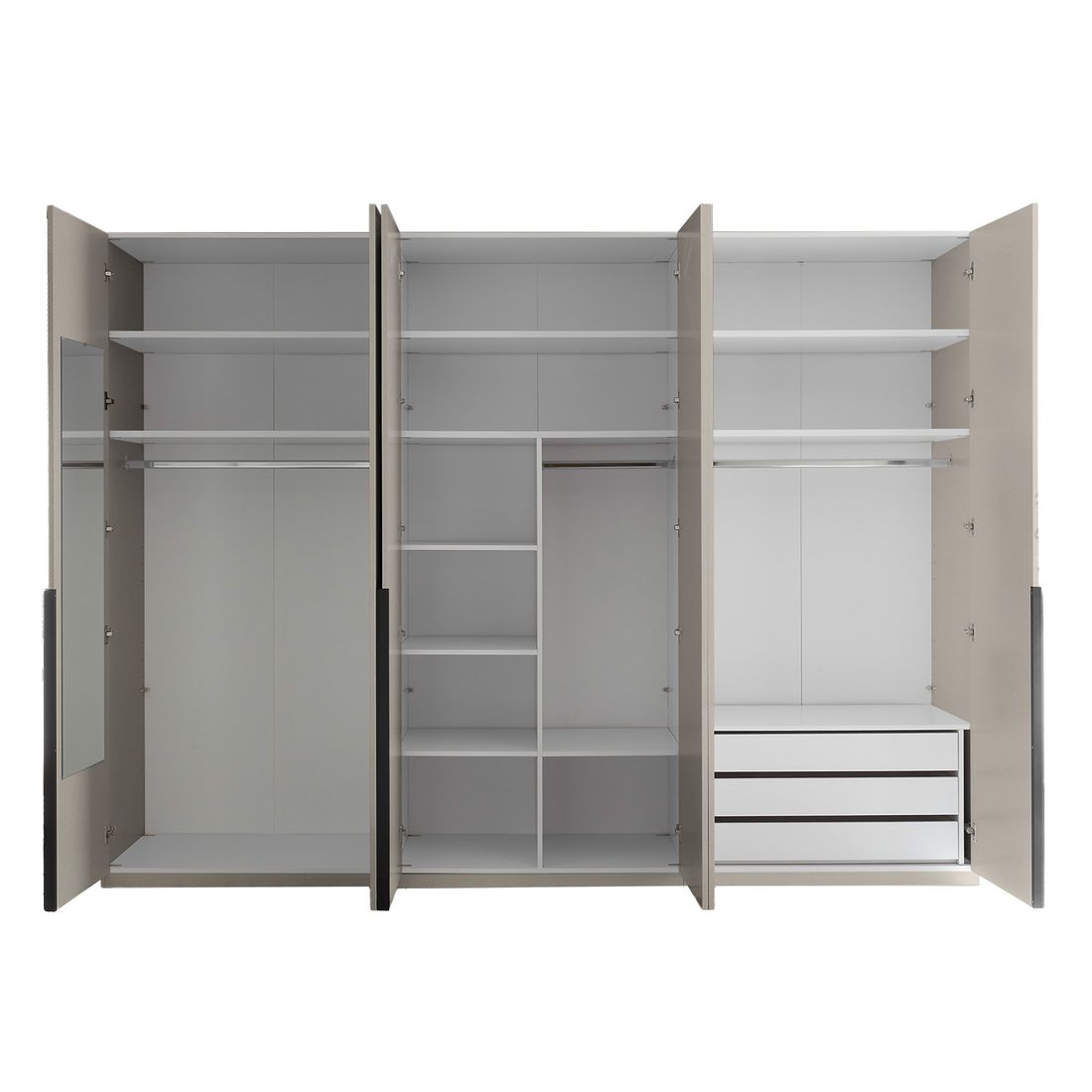 Drehtüren-Kleiderschrank Torvian 302x225cm mit Innenausstattung Kaschmir matt