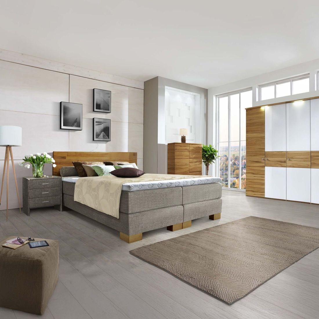 HOMELIV. Boxspringbett Salvatore Webstoff