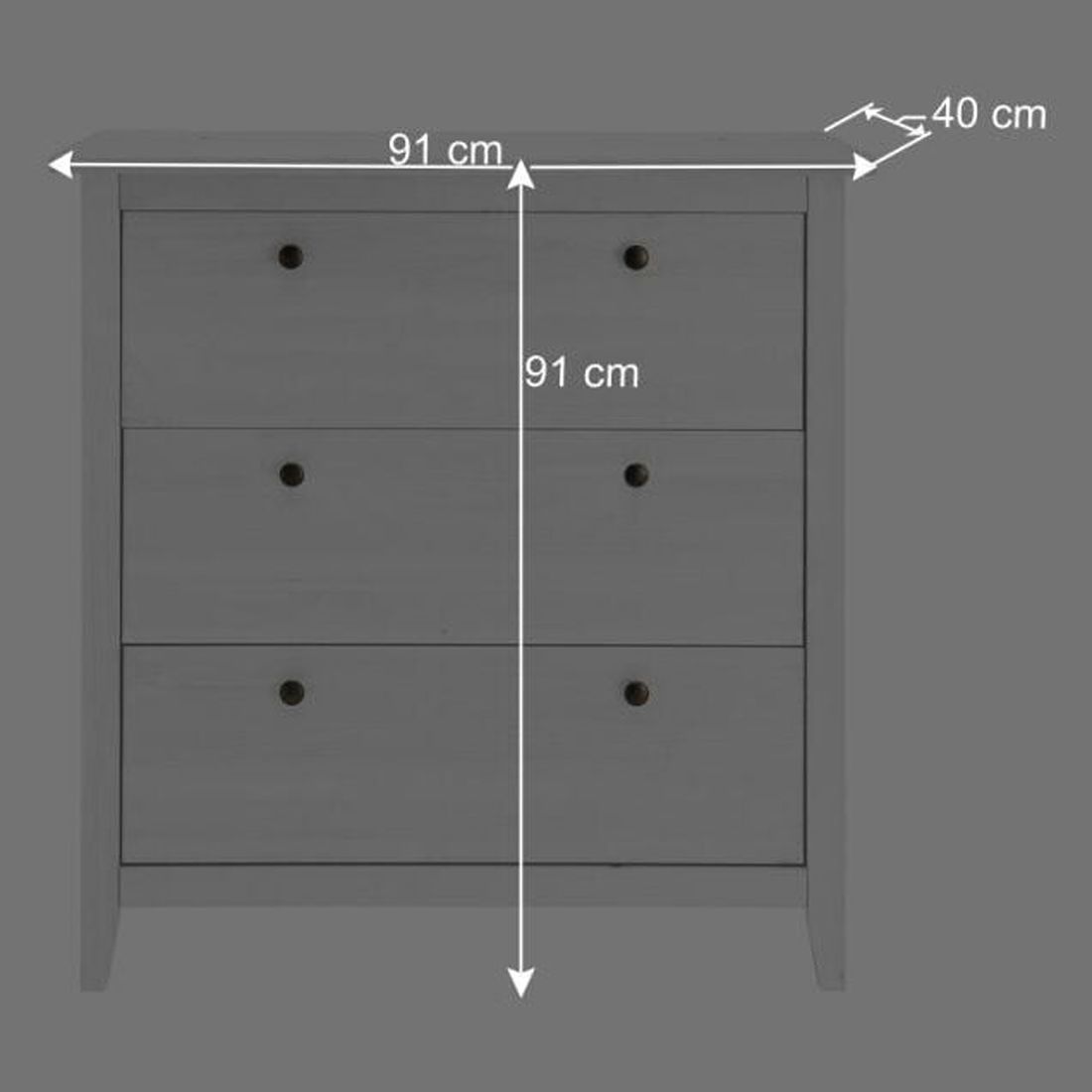 HOMELIV. Kommode Wanja Kiefer Massivholz mit Schubladen H 91cm