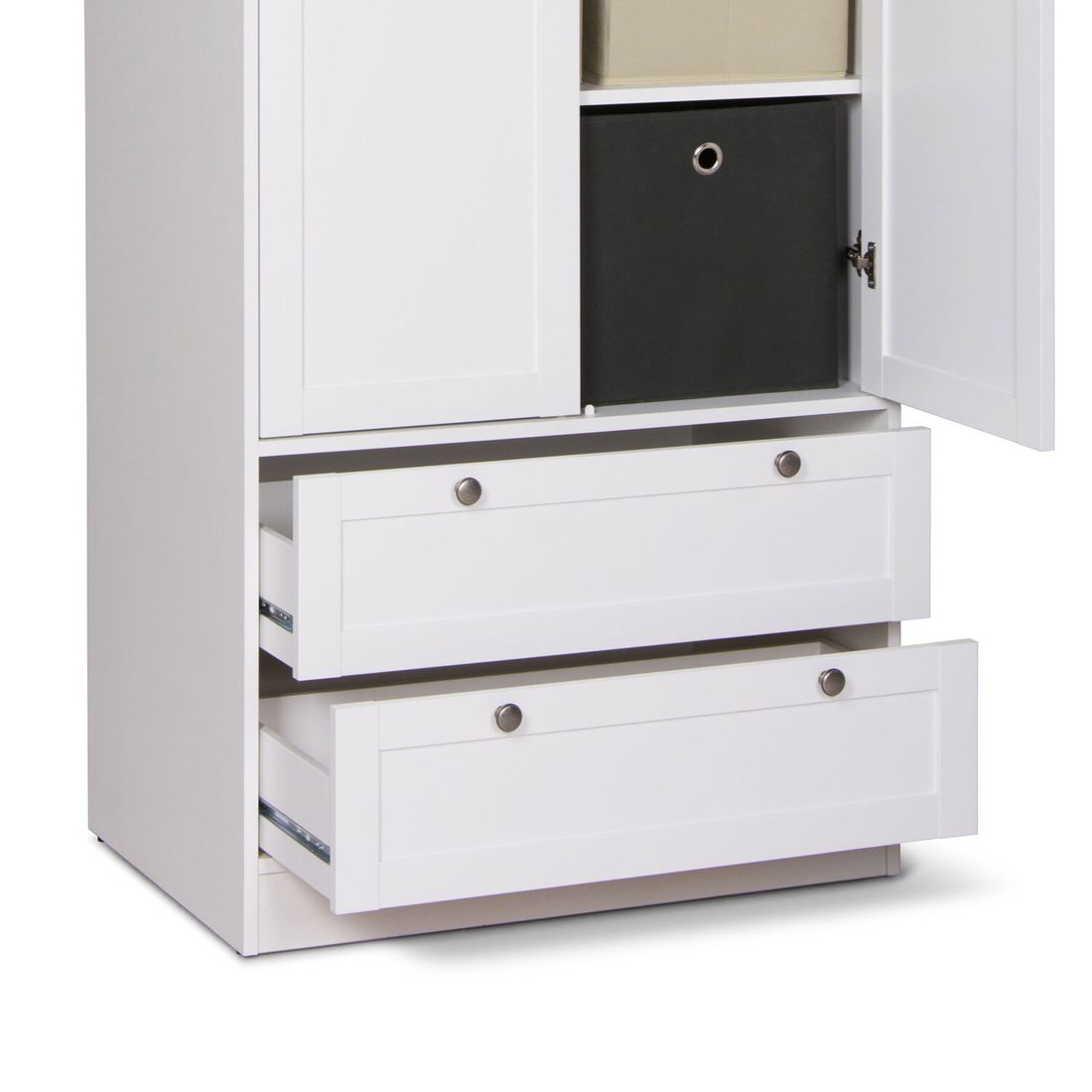 Drehtüren-Kleiderschrank Holmar 2-türig mit Schubladen 80x200cm
