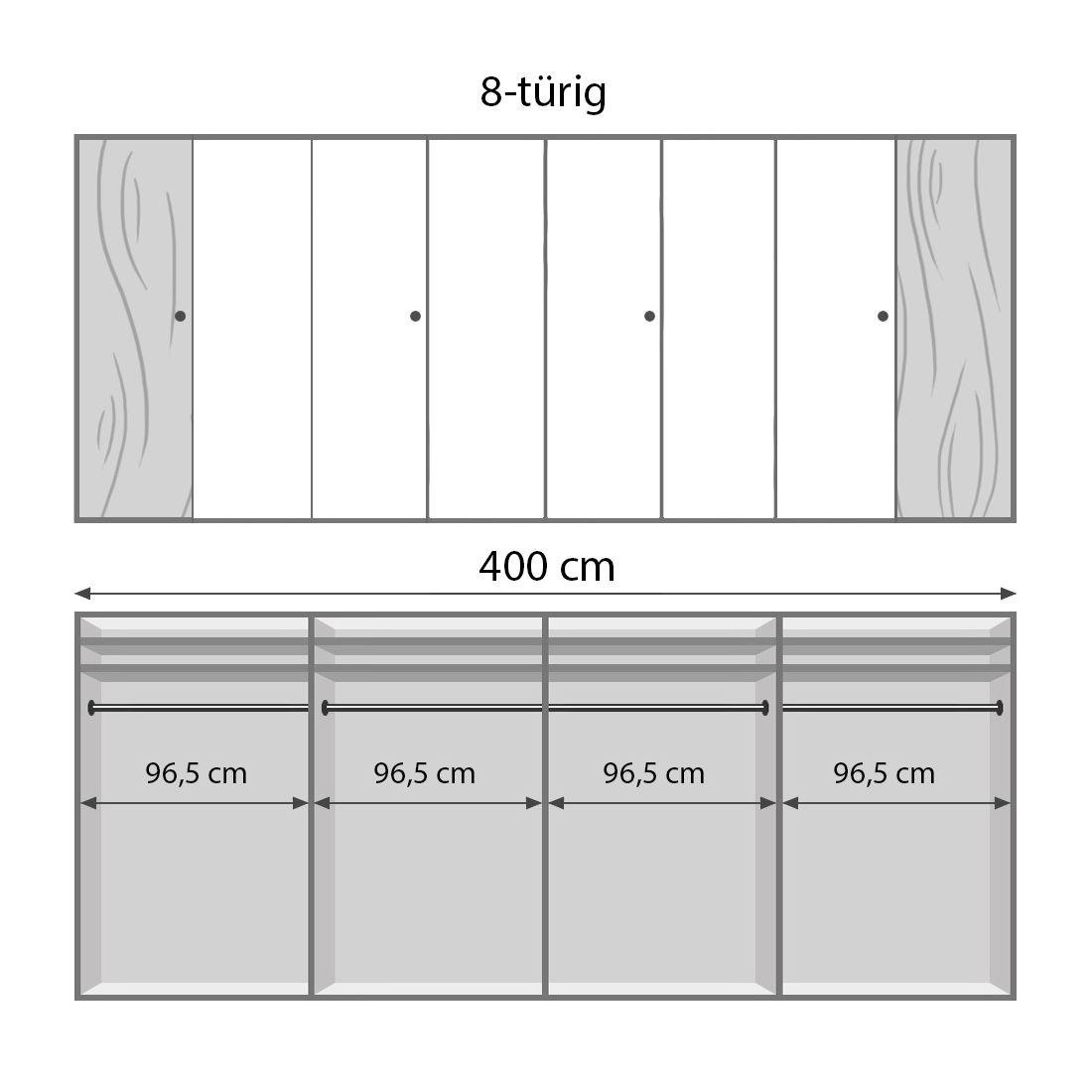 Drehtüren-Kleiderschrank Aliano Erle teilmassiv mit Spiegel H 216cm