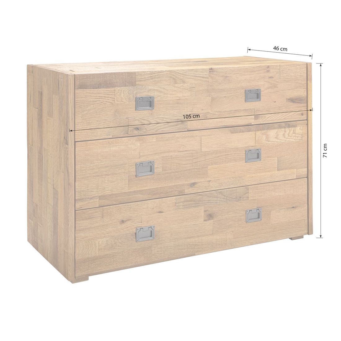 Kommode Olizar Eiche Massivholz mit Schubladen