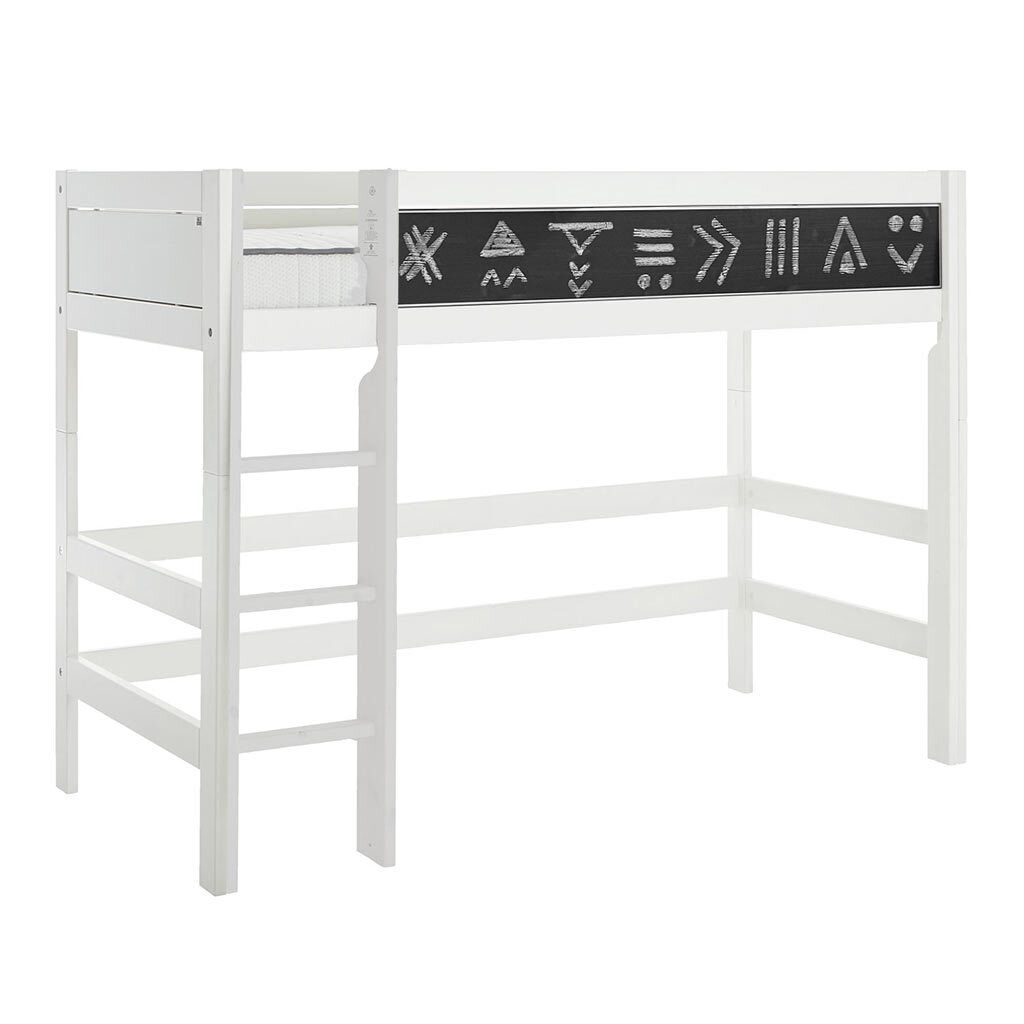 LIFETIME Midi-Hochbett Kreidetafel Kiefer Massivholz mit Lattenrost