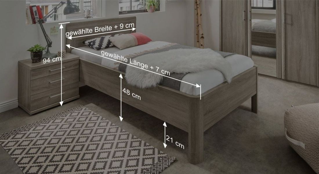 Bett Troia Komfort Eiche Dekor
