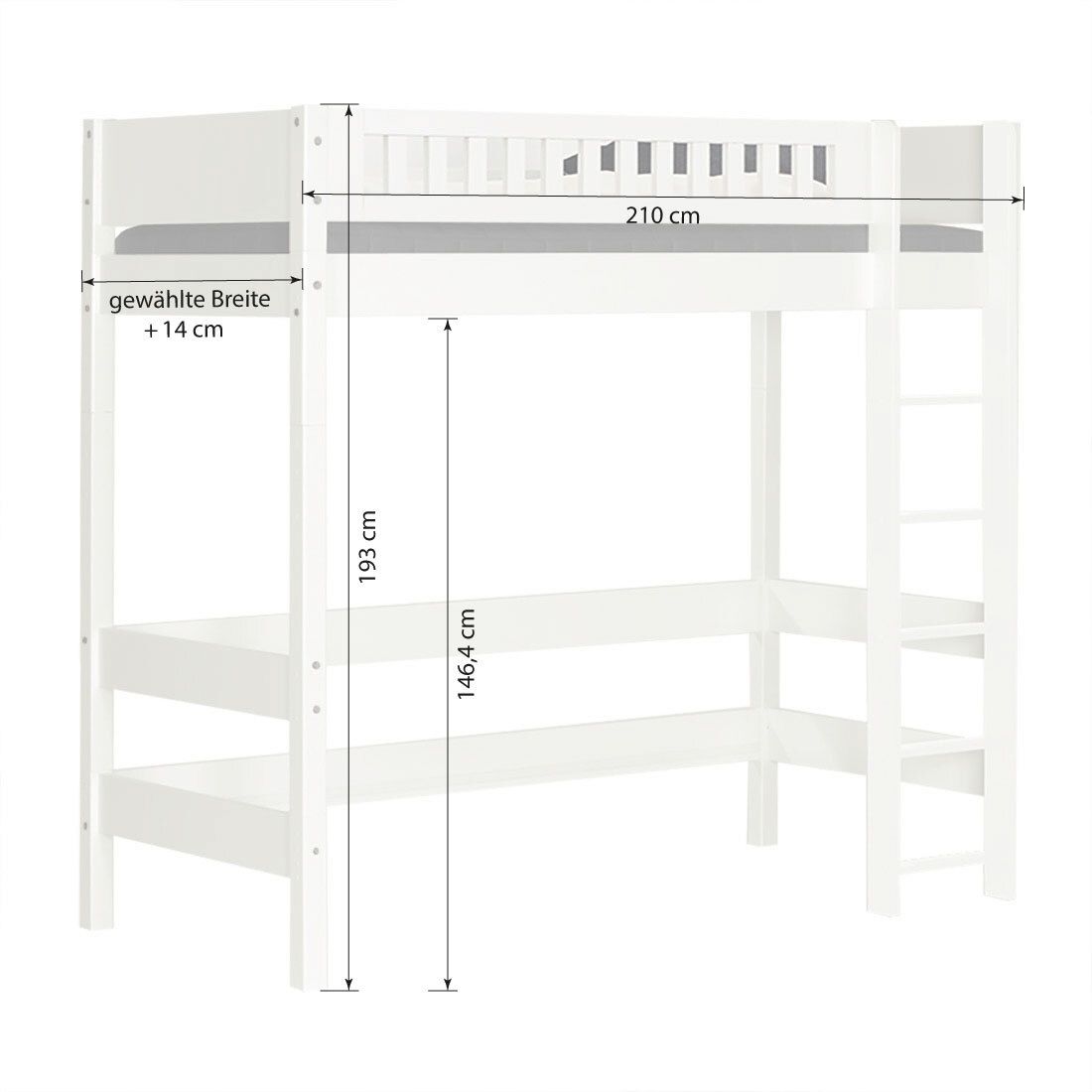 Maxi-Hochbett Kids Town Design Buche teilmassiv mit Lattenrost