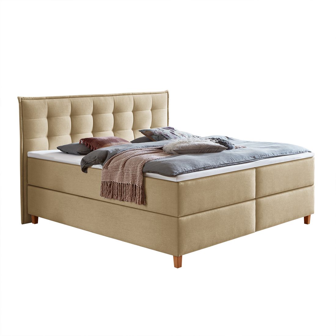 HOMELIV. Boxspringbett Lusaka Webstoff