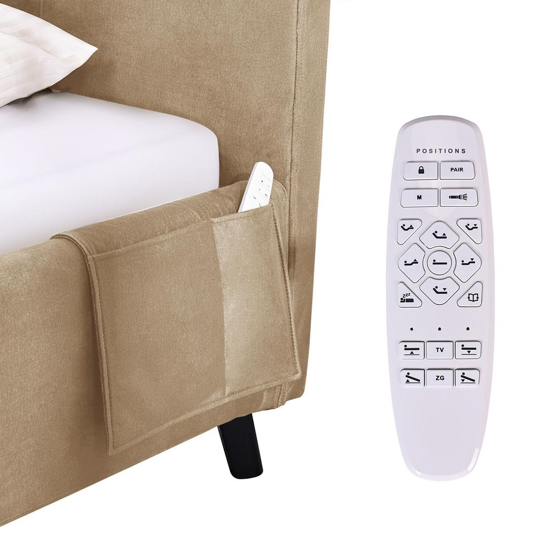 Einzelbett Thea Komfort Velours mit Pflegebett-Funktion und Lattenrost