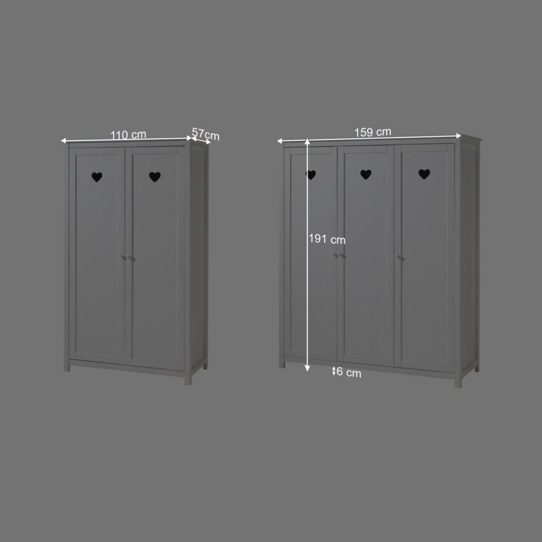 Drehtüren-Kleiderschrank Asami mit Innenausstattung H 191cm