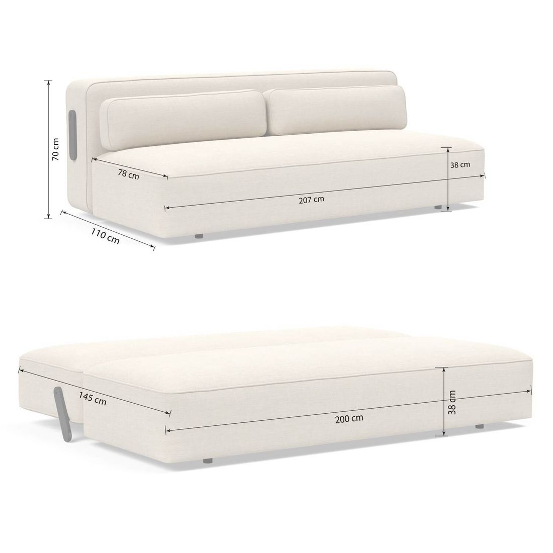 Schlafsofa Etsu Webstoff 207x110x70 cm