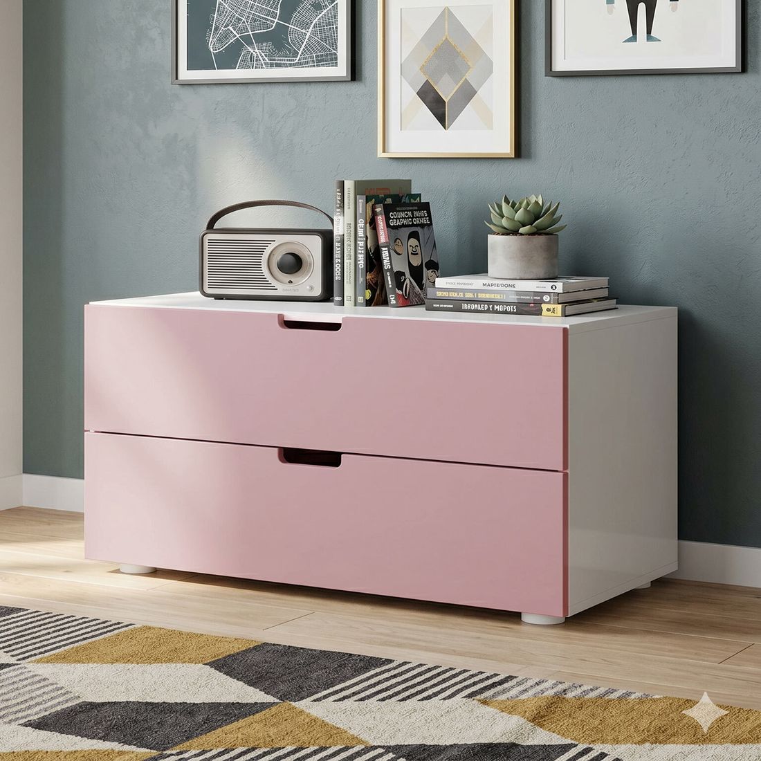 Kommode Kids Town Color teilmassiv mit Schubladen