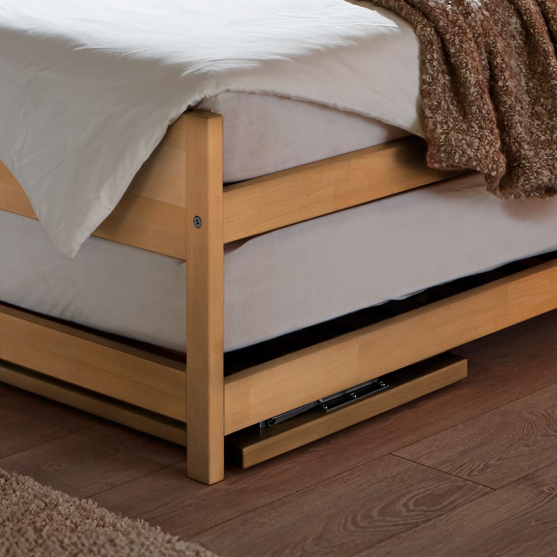 Ausziehbett On Top Buche Massivholz mit Lattenrost 2x 90x200cm