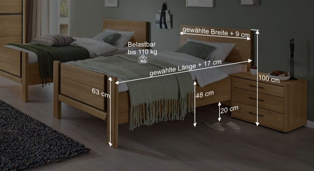 Musterring Einzelbett Sorrent Komfort Eiche teilmassiv