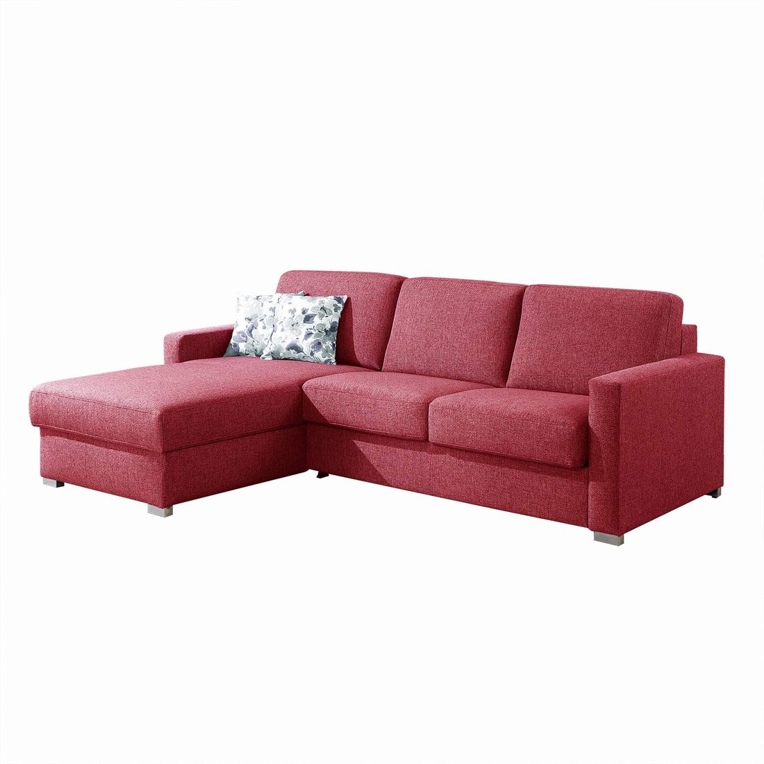 Eck-Schlafsofa Lelio Webstoff mit Lattenrost und Bettkasten Ottomane links
