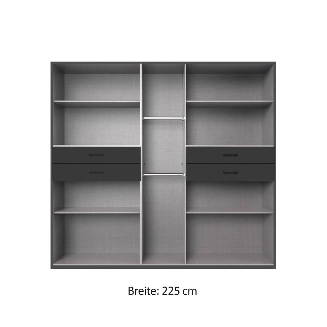 Drehtüren-Kleiderschrank Marnell mit Spiegel und Schubladen