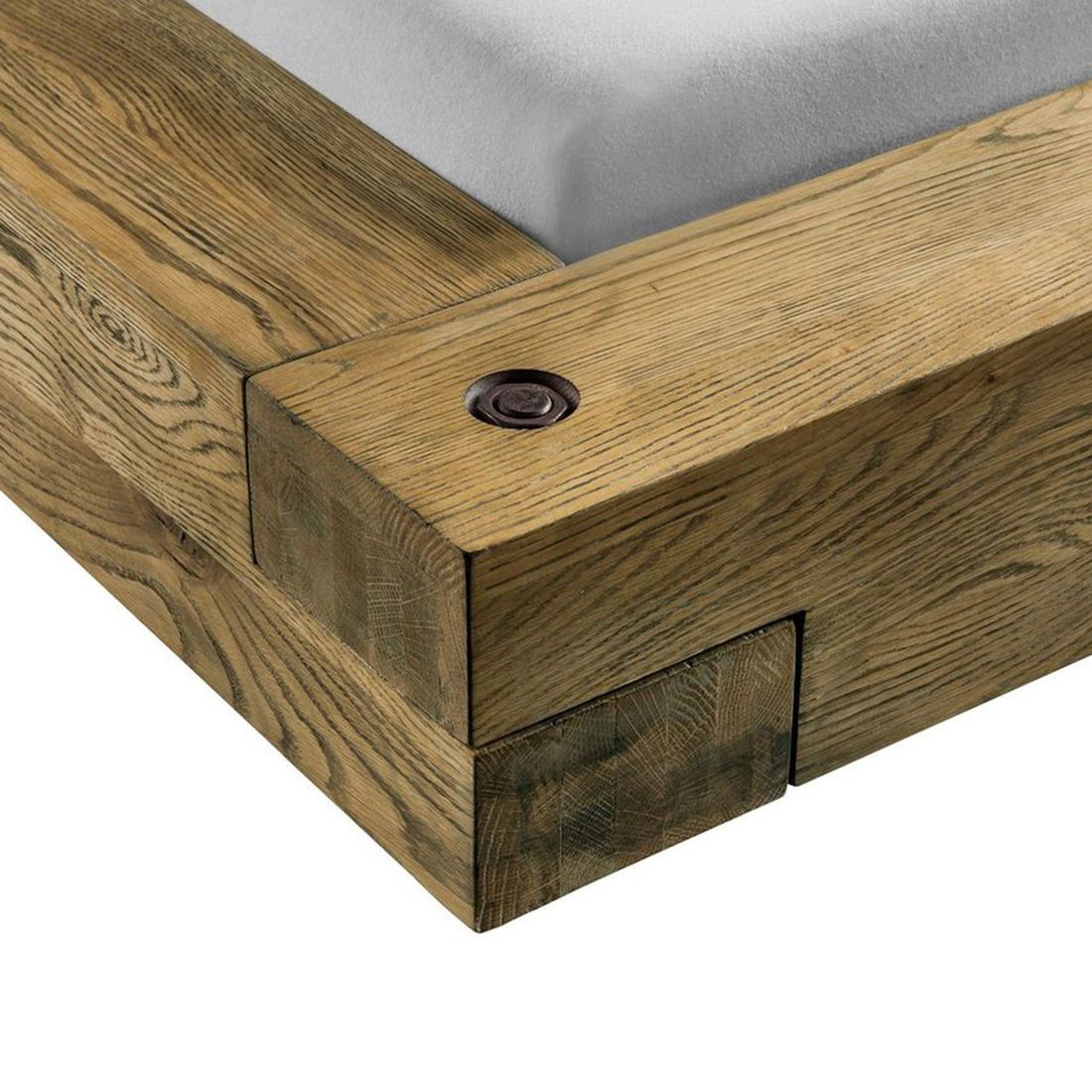 Balkenbett Kolmar Wildeiche Vintage Massivholz