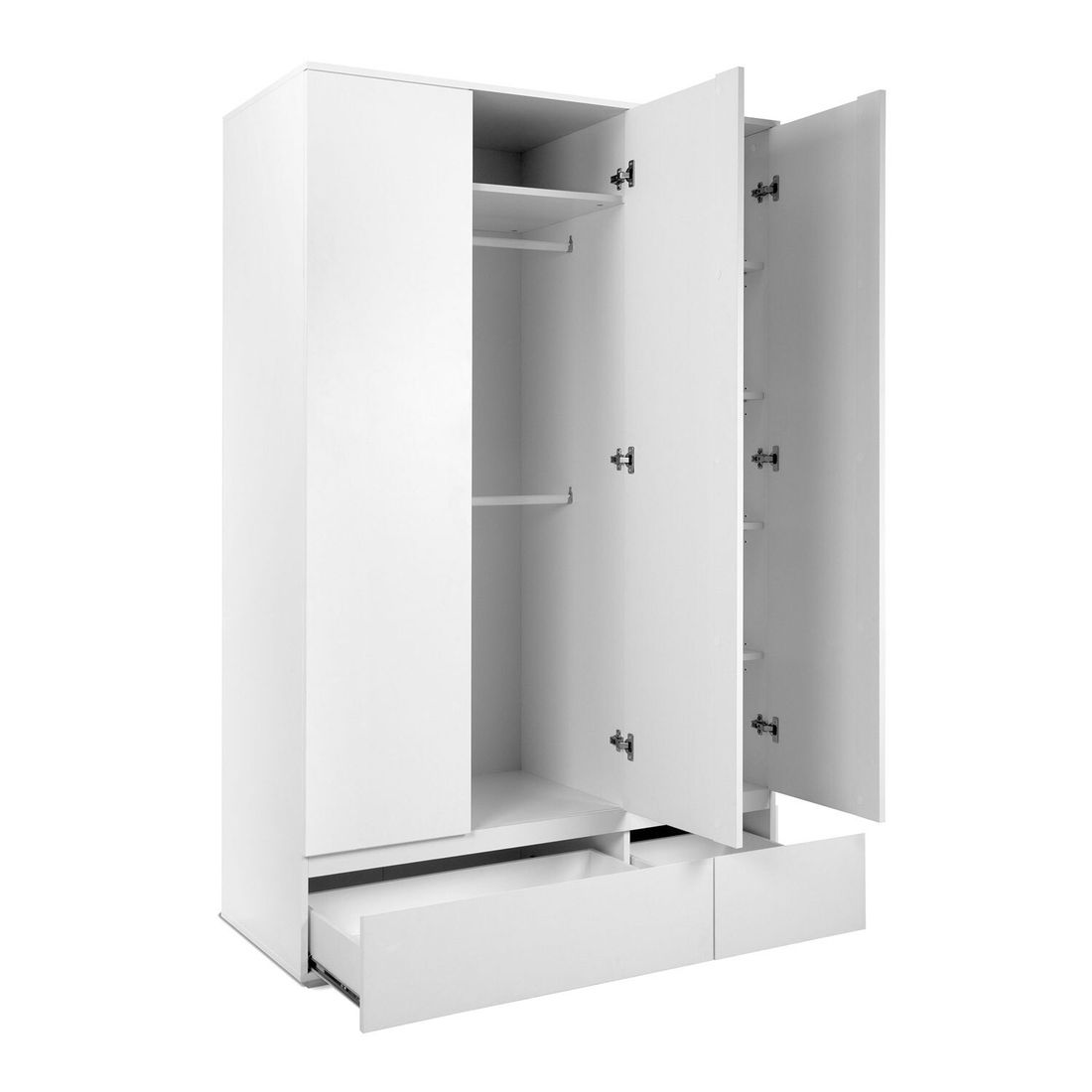 Drehtüren-Kleiderschrank Folda mit Schubladen 121,5x191cm