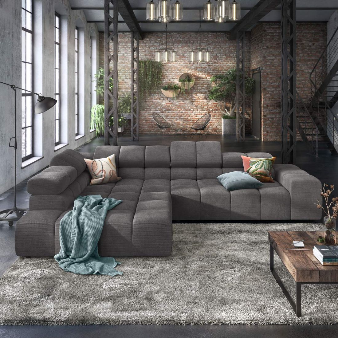 HOMELIV. Ecksofa Charlotta 319x215x82cm Feincord