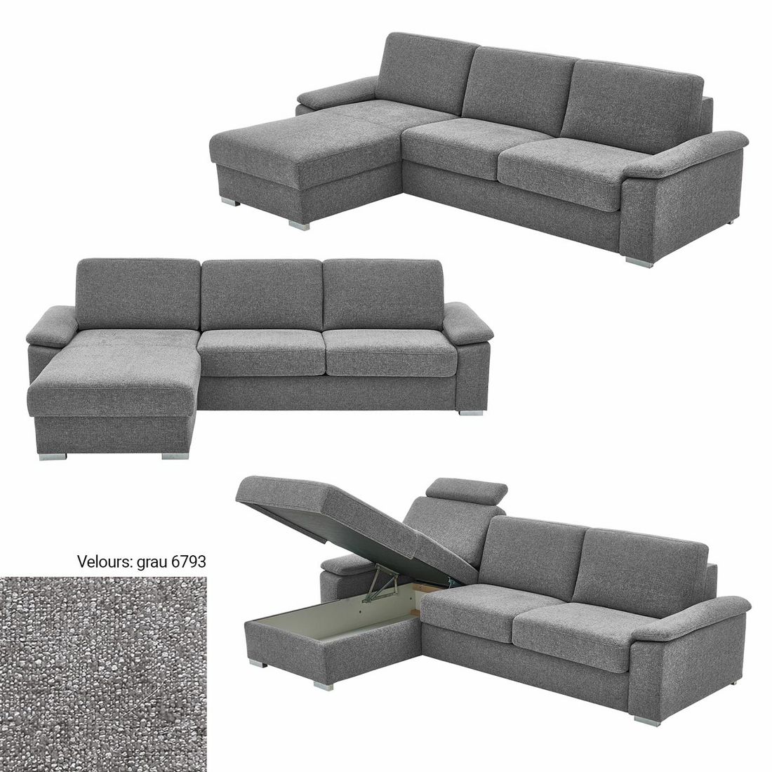 Ecksofa Cesio mit Schlaffunktion Ottomane links