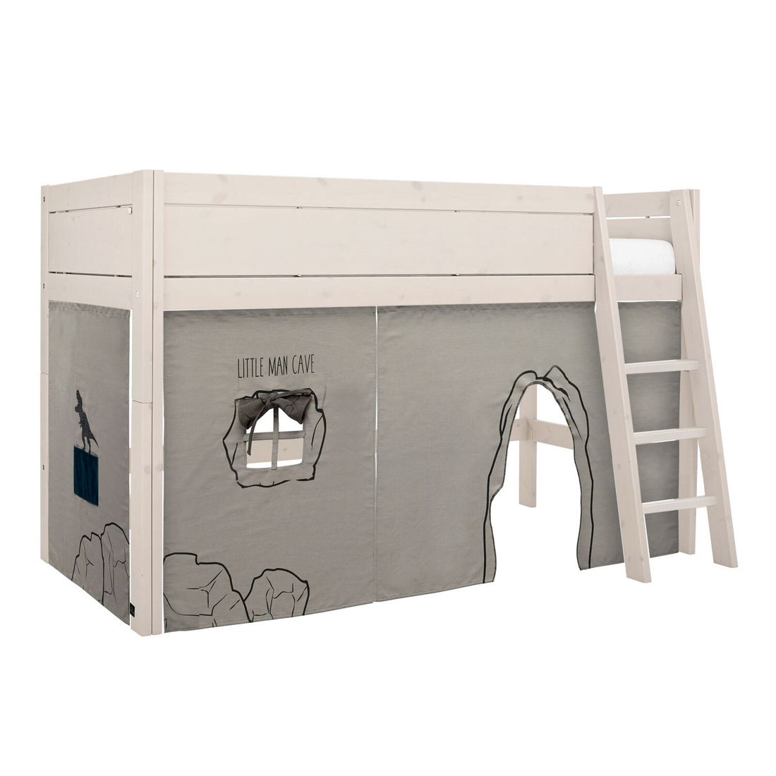 LIFETIME Midi-Hochbett Dino Kiefer Massivholz mit Lattenrost