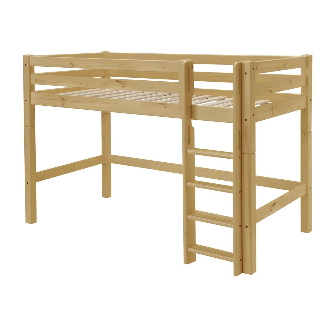 Midi-Hochbett Kids Paradise Kiefer Massivholz mit Lattenrost