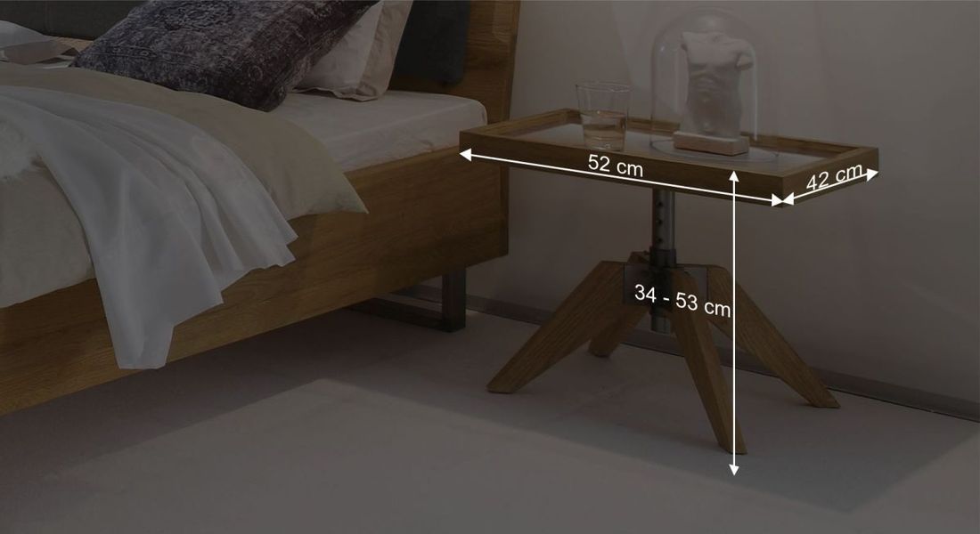 Bett-Beisteltisch Valletta Wildeiche Massivholz