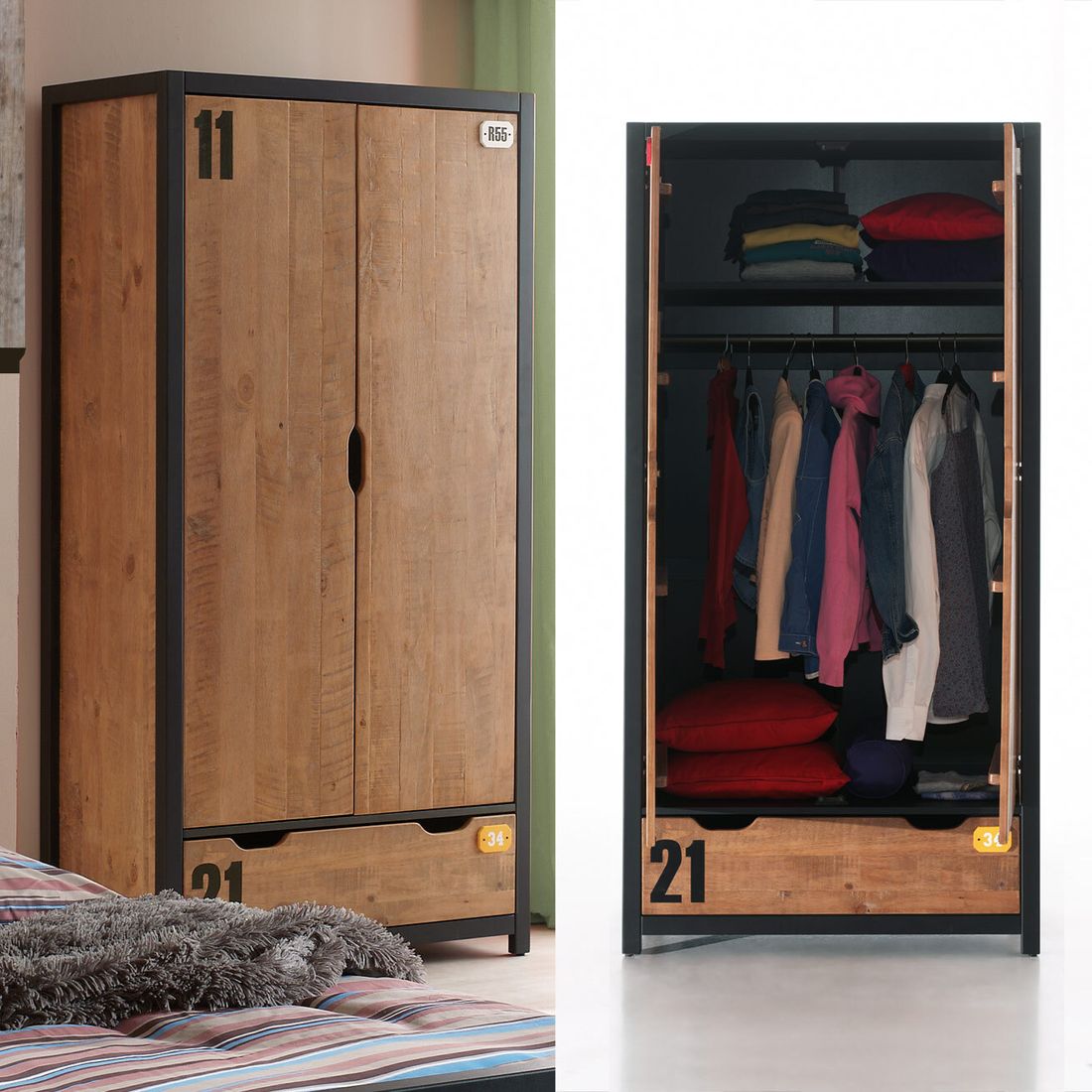 Jugendzimmer-Set Beli Kiefer teilmassiv