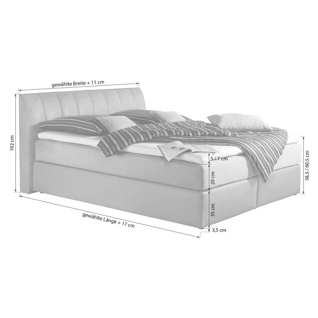HOMELIV. Boxspringbett Sydney Kunstleder/Webstoff