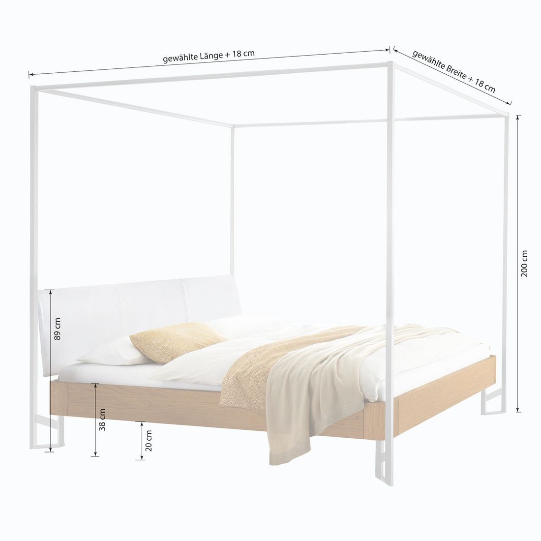 Himmelbett Ketevan Eiche Massivholz