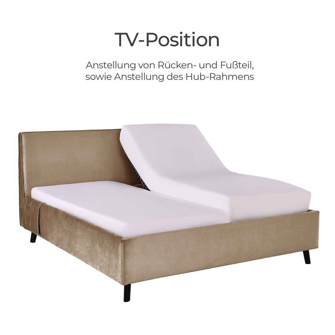 Einzelbett Thea Komfort Velours mit Pflegebett-Funktion und Lattenrost