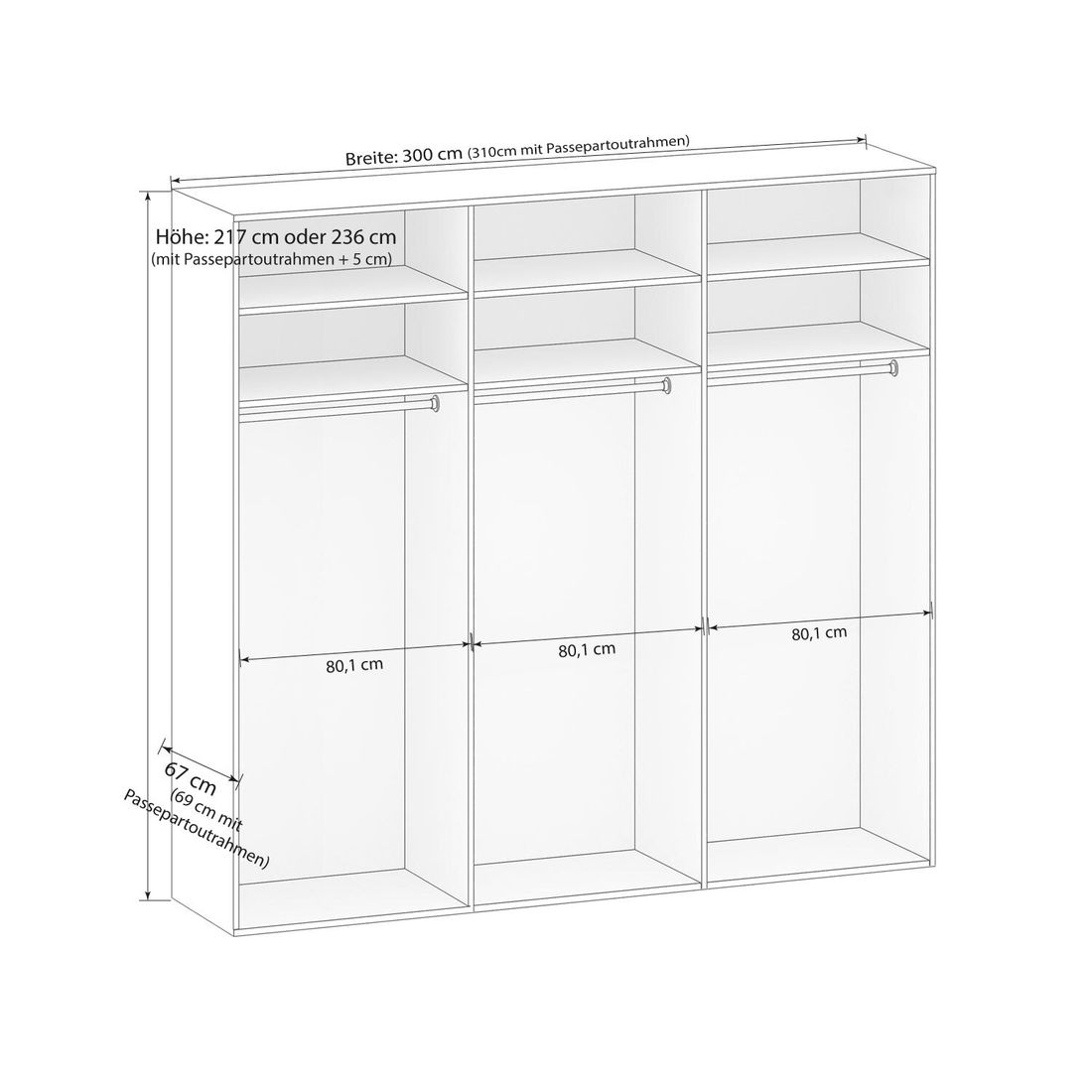 Schwebetüren-Kleiderschrank Yamen