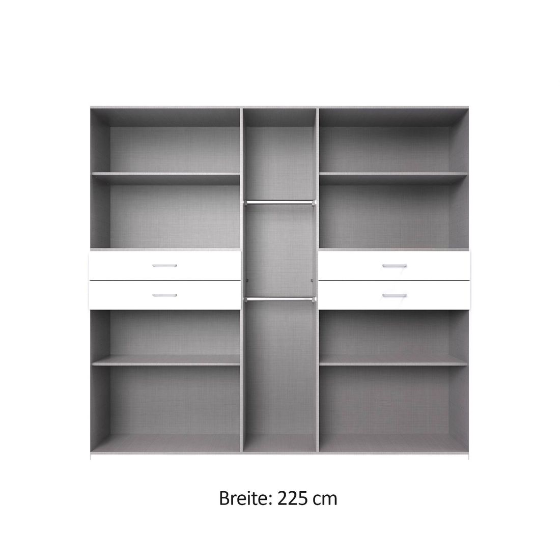 Drehtüren-Kleiderschrank Elmsley mit Spiegel und Schubladen