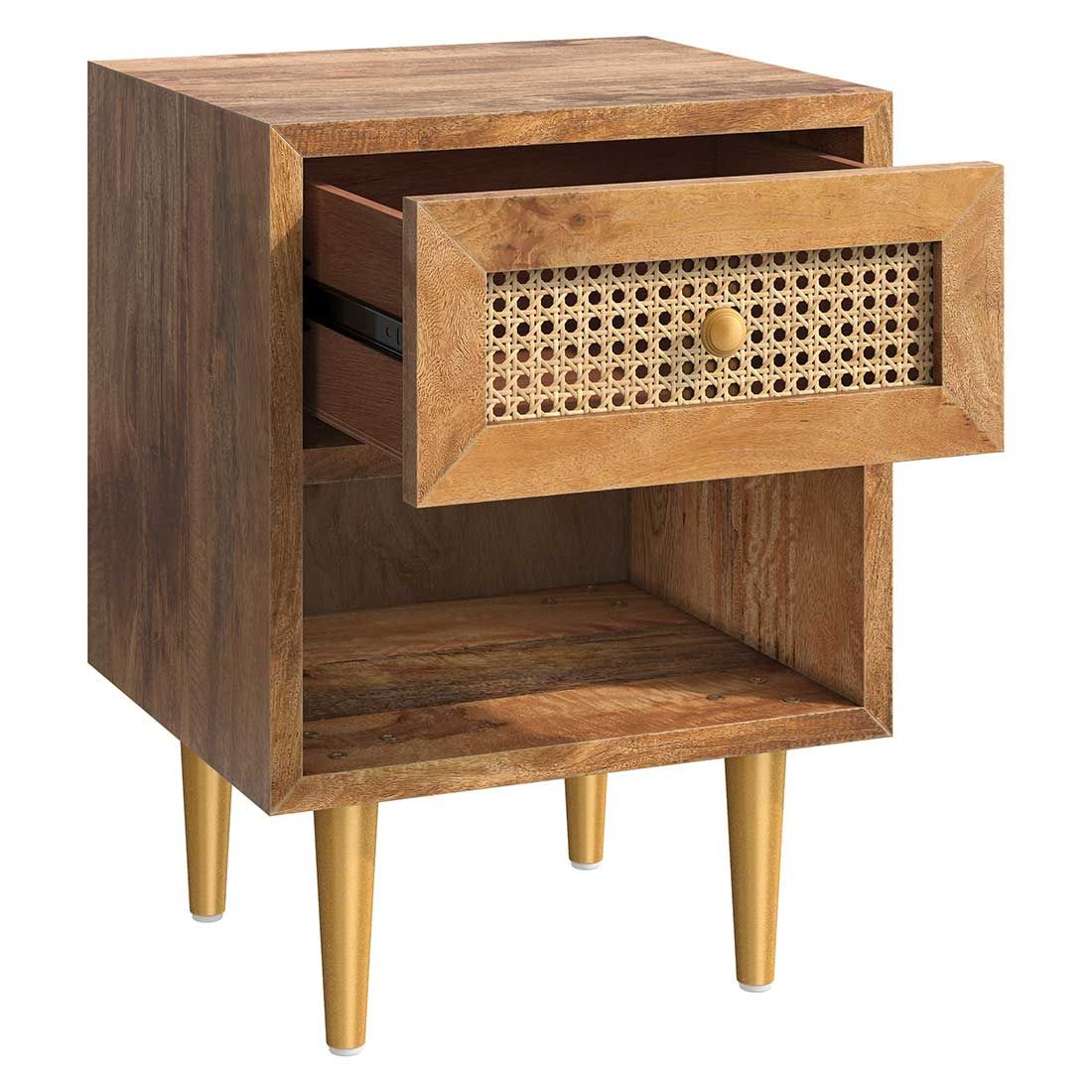 HOMELIV. Nachttisch Asmara Mango Massivholz H 55cm