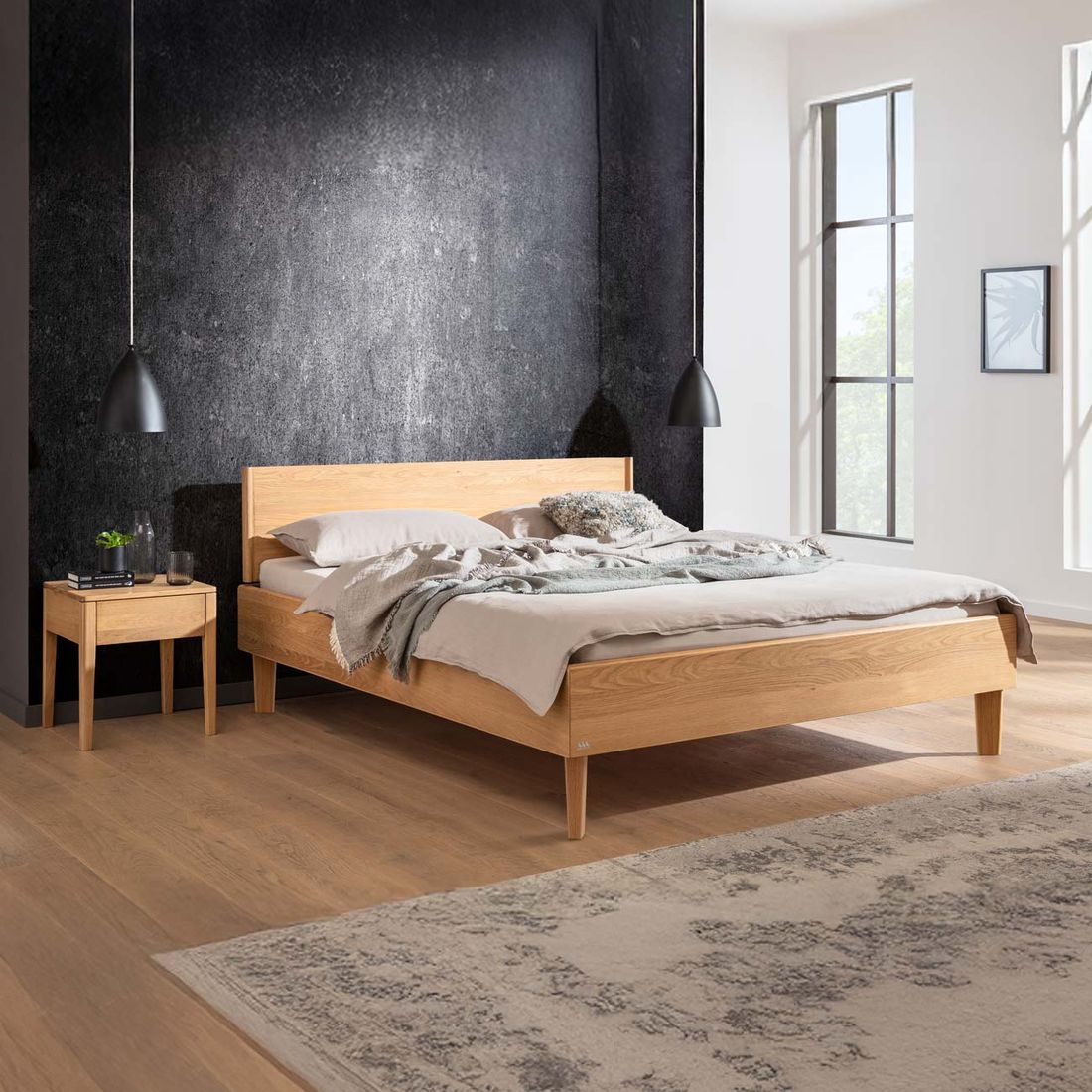 Bett Gordij Komfort Eiche Massivholz