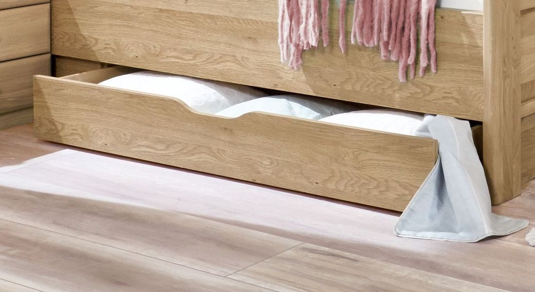Bett Bloomfield Komfort Eiche teilmassiv mit Schubkasten
