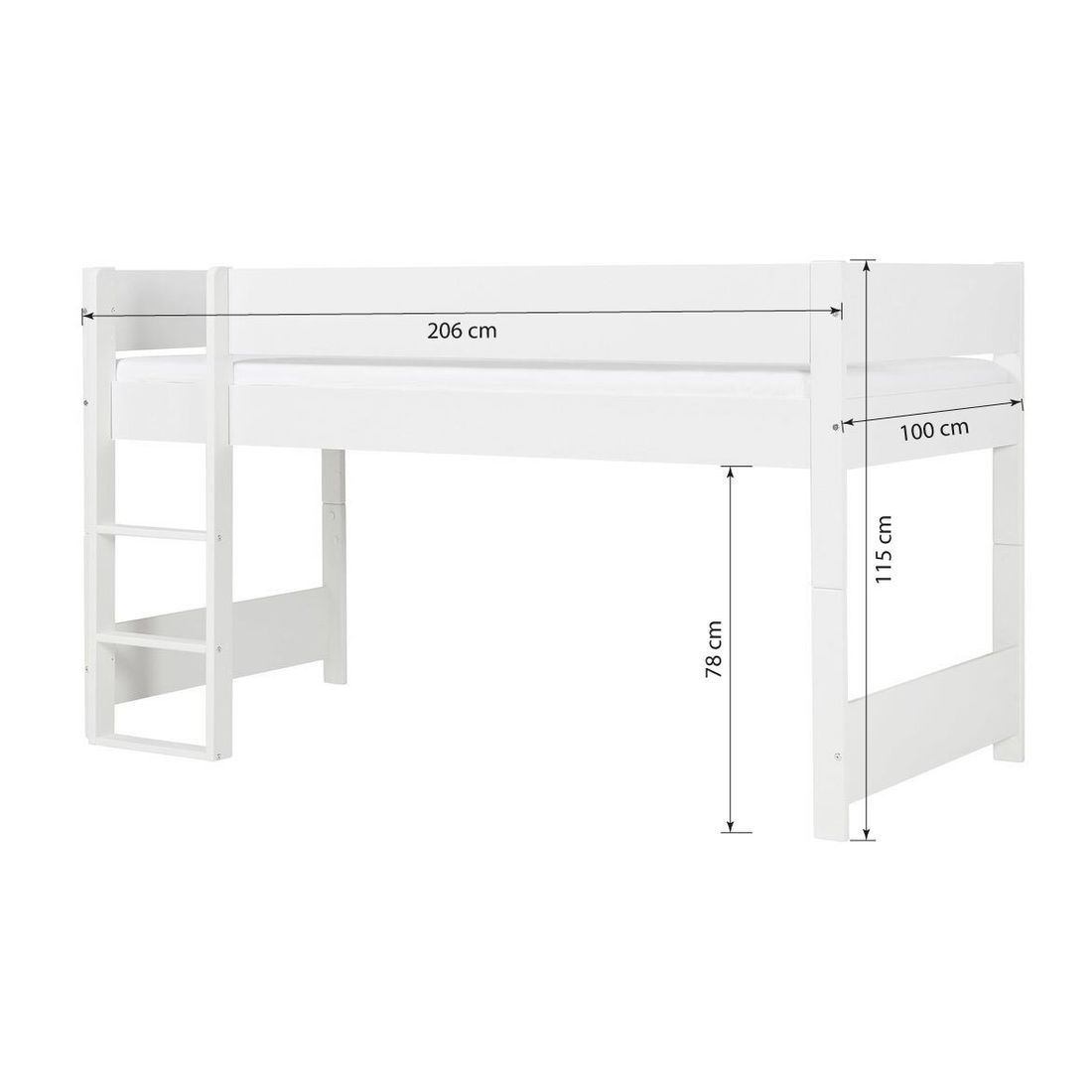 Mini-Hochbett Tacora Buche teilmassiv mit Lattenrost 90x200cm