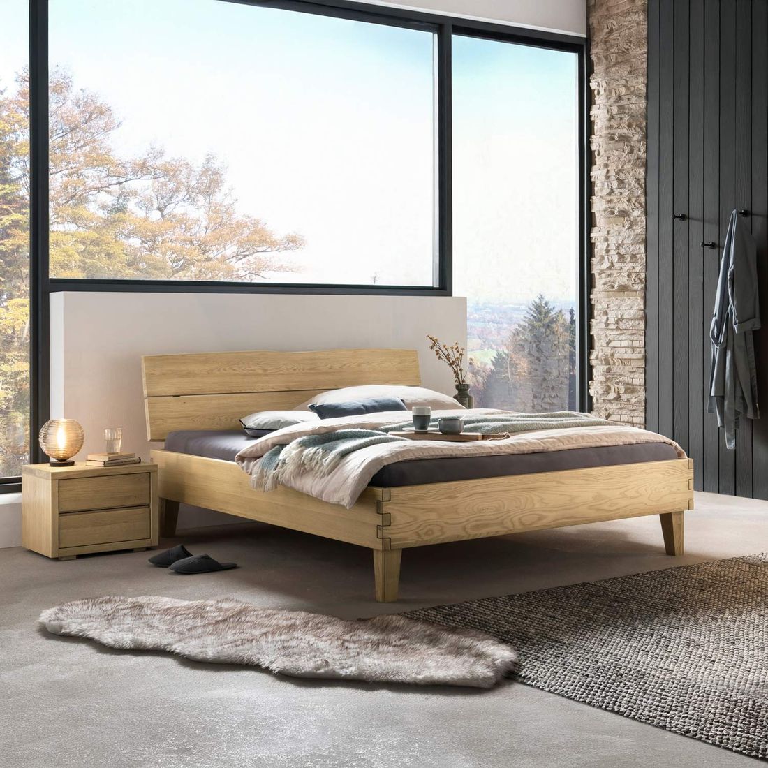 Bett Willard Komfort Wildeiche Massivholz