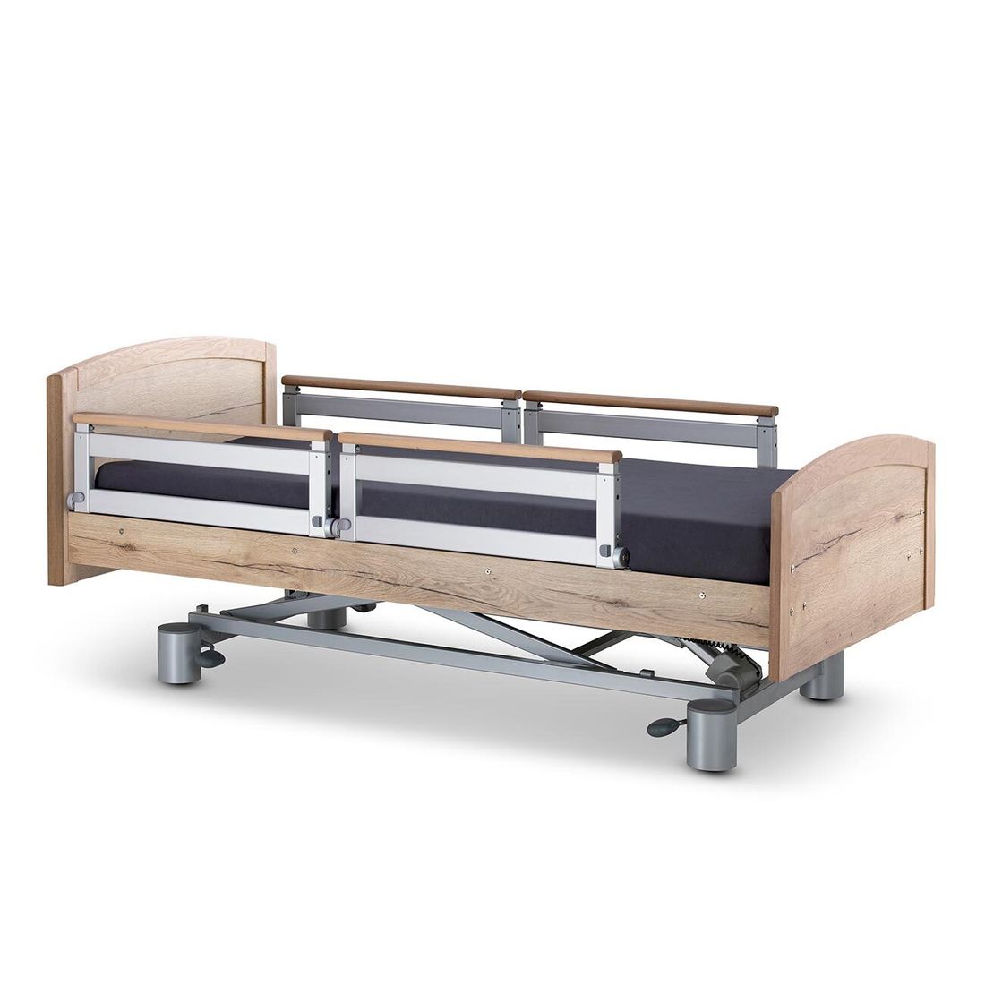 Komfortbett mit Pflegebett-Funktion Ummanz Eiche Dekor mit Lattenrost