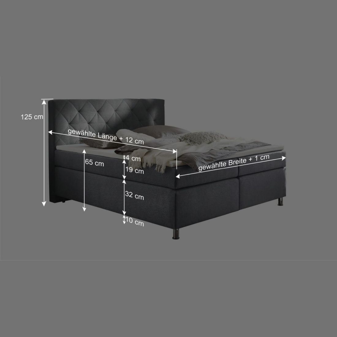 HOMELIV. Boxspringbett Cordelia Webstoff