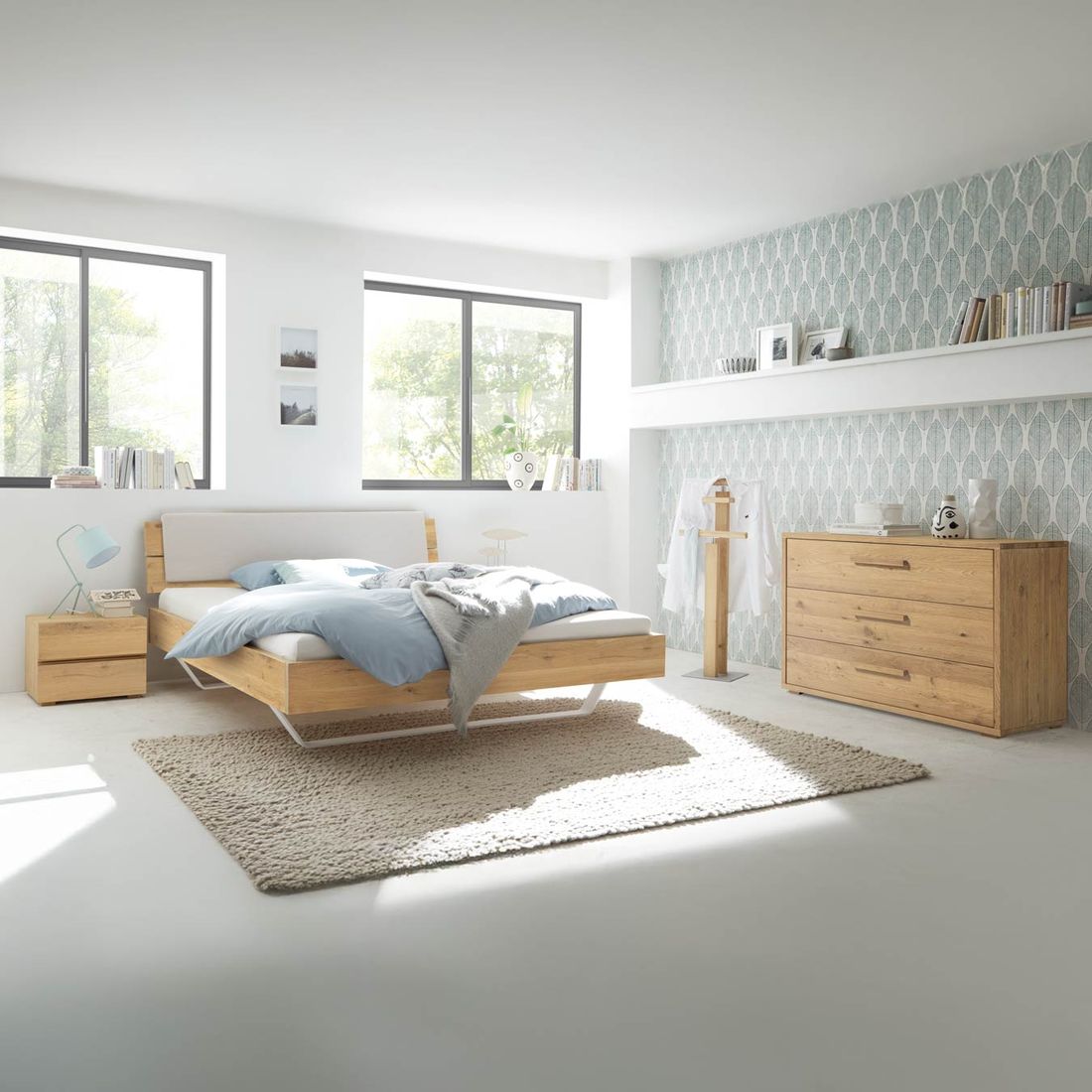 Bett Lunari Wildeiche Massivholz