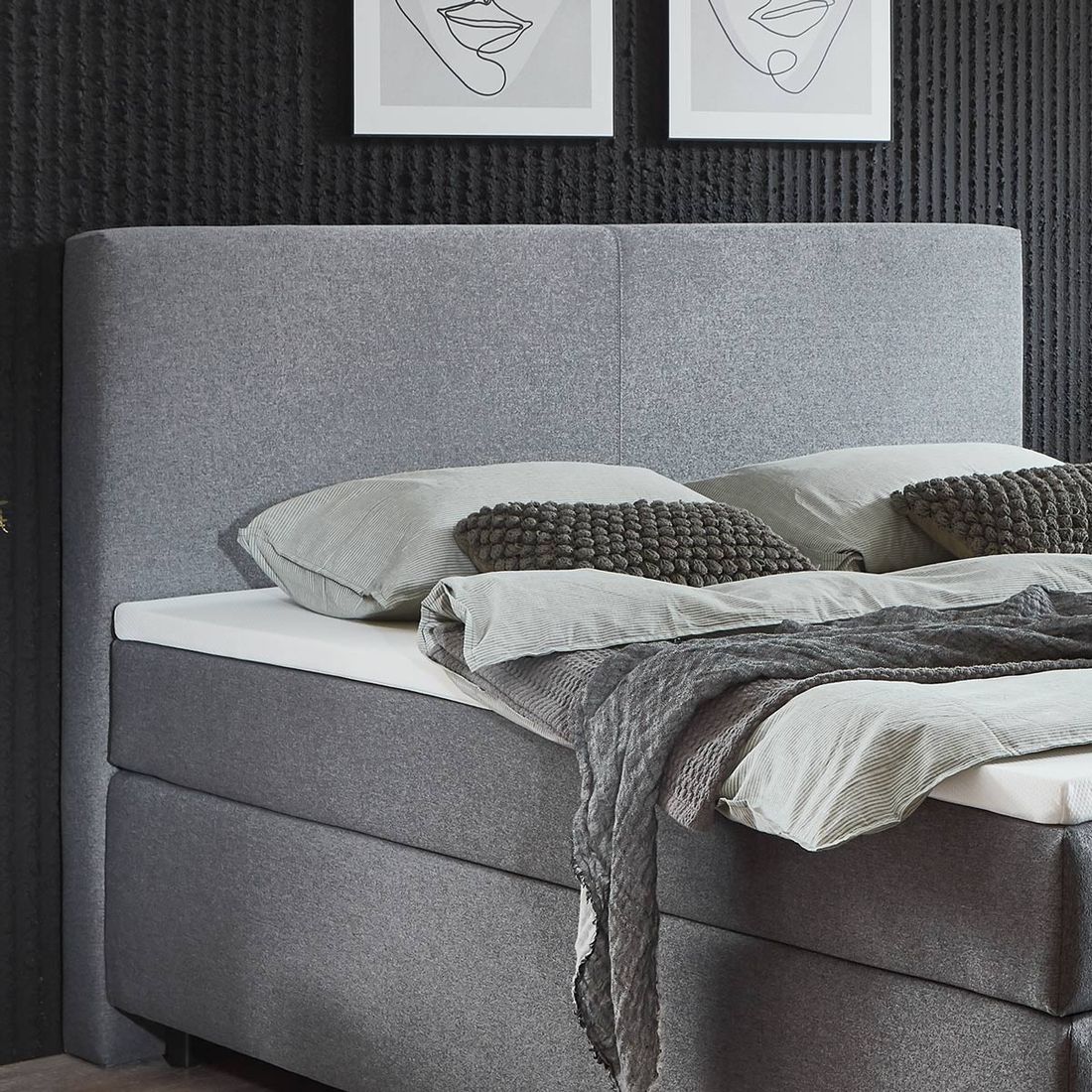 HOMELIV. Boxspringbett Carpo Webstoff