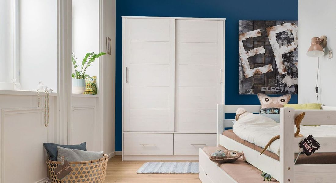 Schiebetüren-Kleiderschrank Kids Paradise Kiefer Massivholz