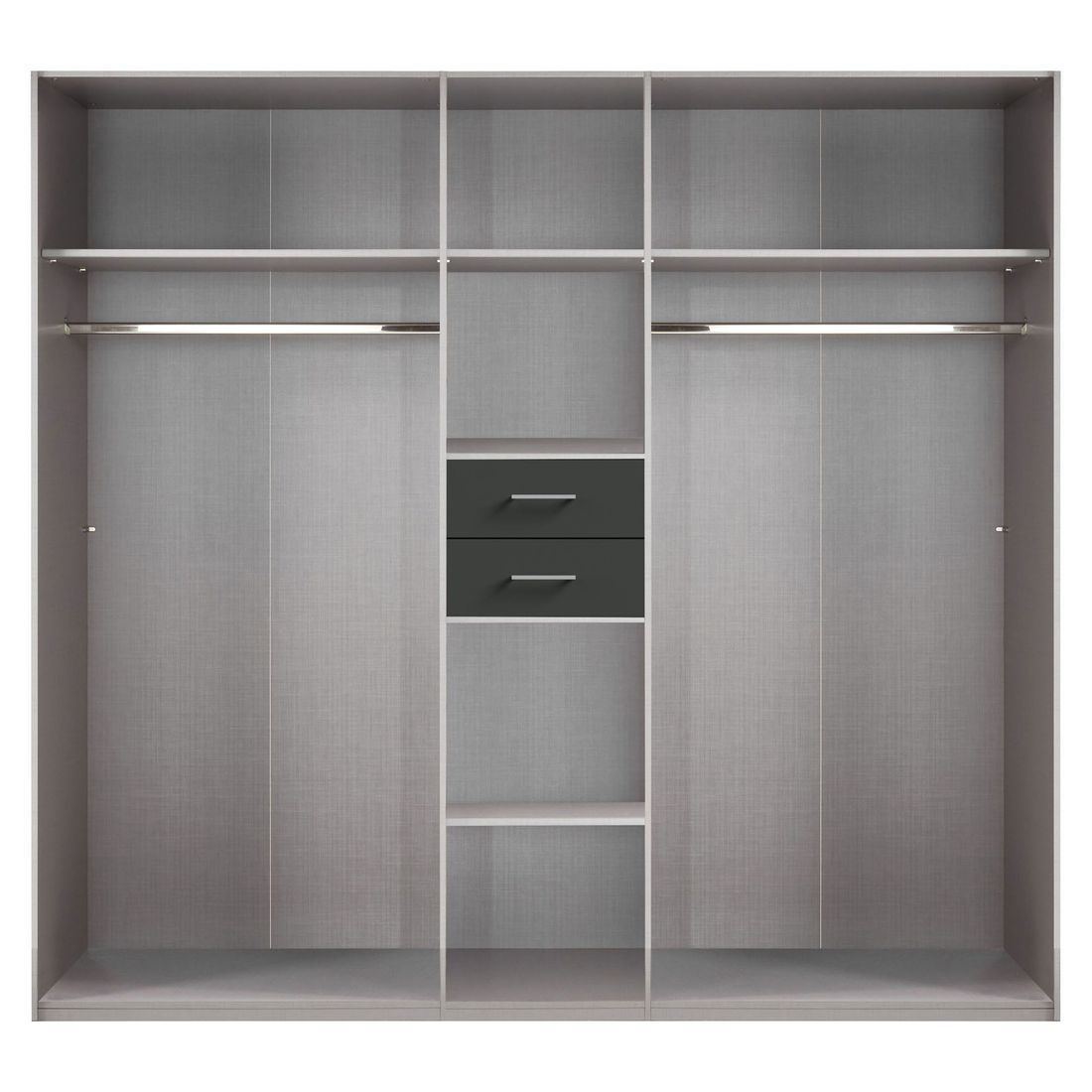 Drehtüren-Kleiderschrank Mozza mit Spiegel und Schubladen