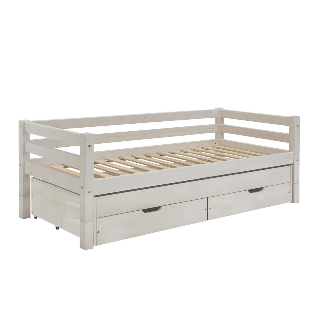 Ausziehbett Kids Paradise Kiefer Massivholz mit Lattenrost und Bettschublade 90x200cm