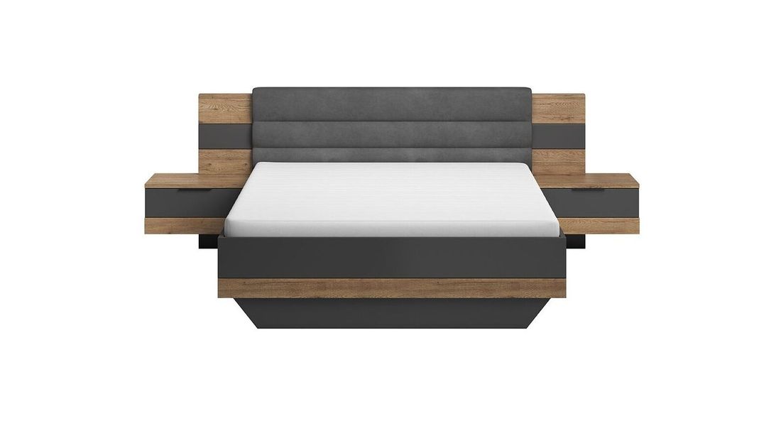 Bett Igneo Komfort Eiche Dekor mit Nachttischen