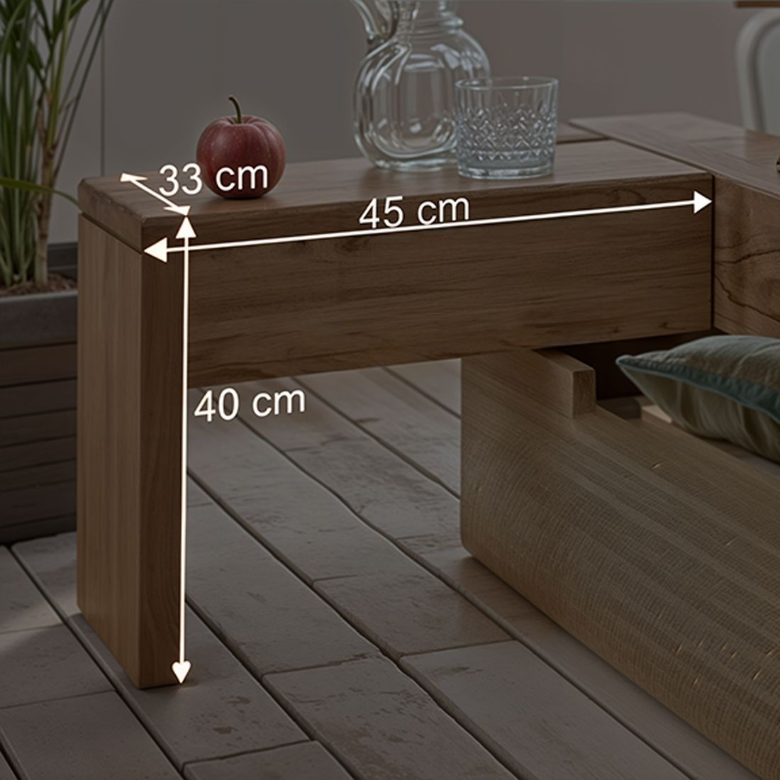 Nachttisch Doba Wildeiche Massivholz H 40cm