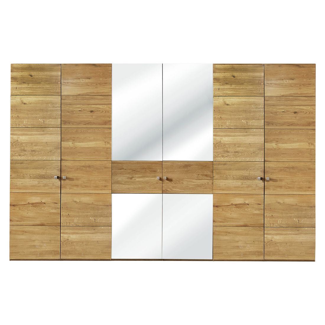 Drehtüren-Kleiderschrank Binita Wildeiche Massivholz mit Spiegel H 216cm