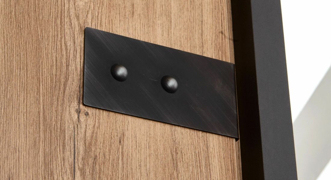 Drehtüren-Kleiderschrank Lakewood Eiche Dekor mit Schubladen