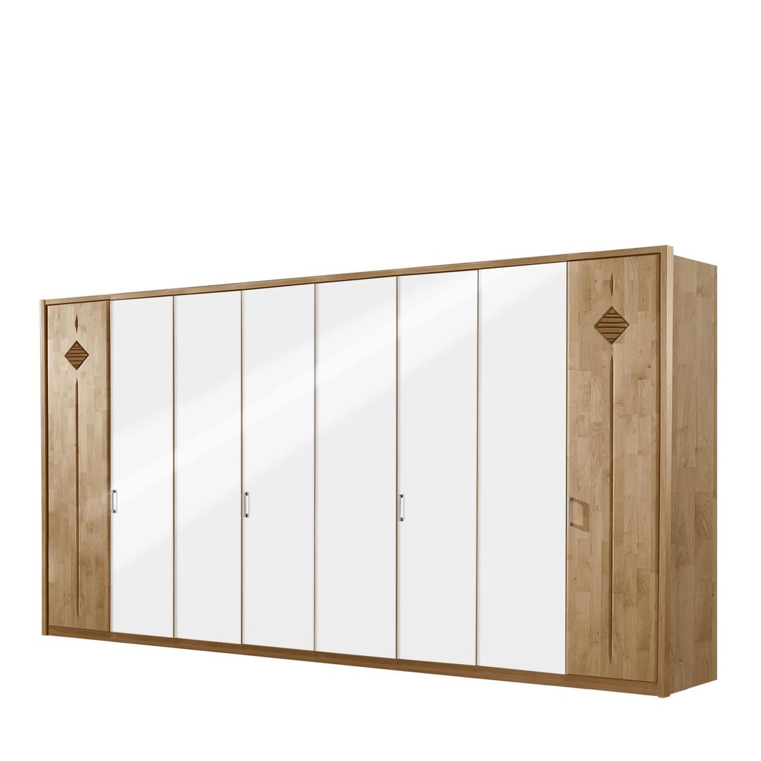 Drehtüren-Kleiderschrank Aliano Erle teilmassiv mit Spiegel H 216cm